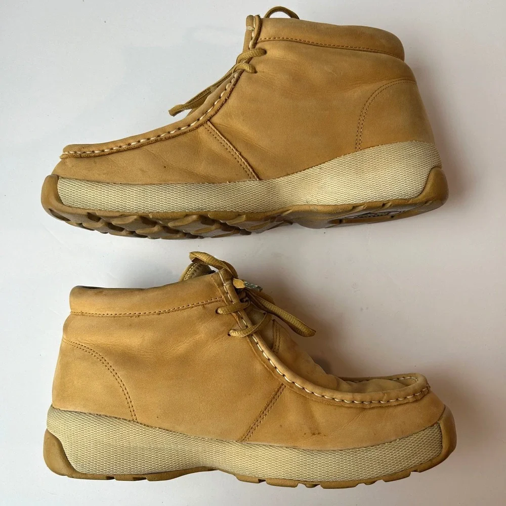 Phat Farm Moc Toe Boots Mens 10.5 Tan Leather Mid Top Chukka Street Work PF0019M